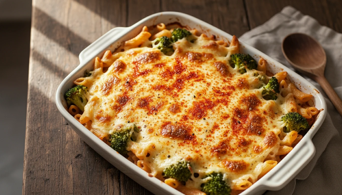 Broccoli and Three Cheese Pasta Bake